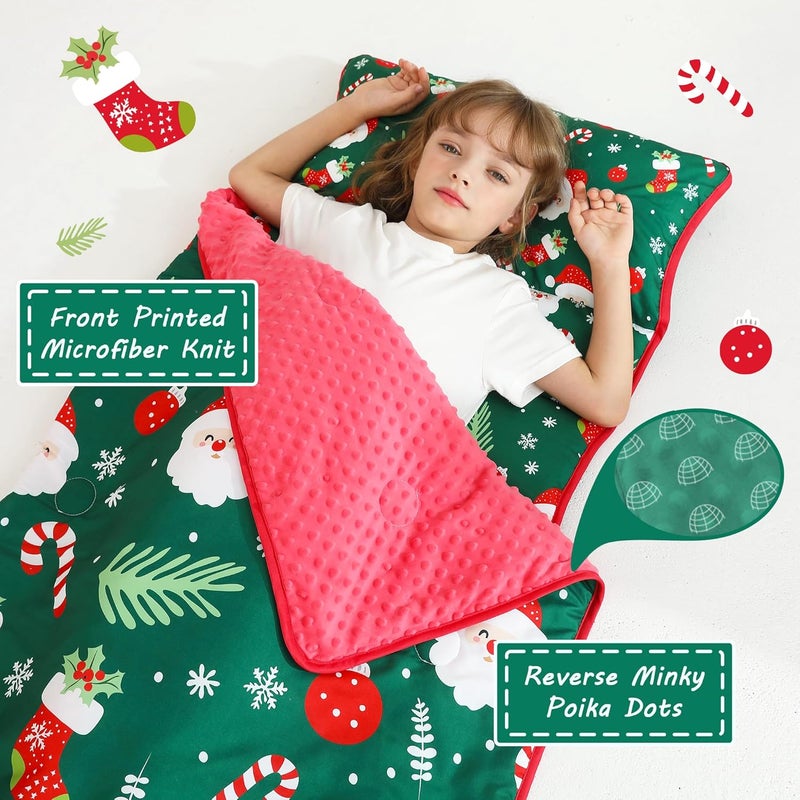 lasoftan Toddler Nap Mat with Pillow and Blanket, Extra Large Rolled Napping Mats,Slumber Bags for Boys Girls,Kids Sleeping Bag for Daycare, Preschool Travel Camping - Image 3